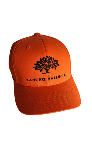 Rancho Valencia Resort Logo Baseball Cap Orange with Black Embroidery