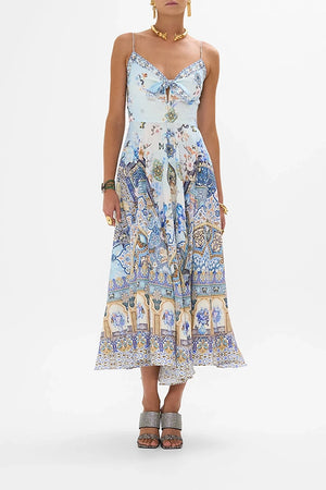 CAMILLA Long Dress With Tie Front-SALE