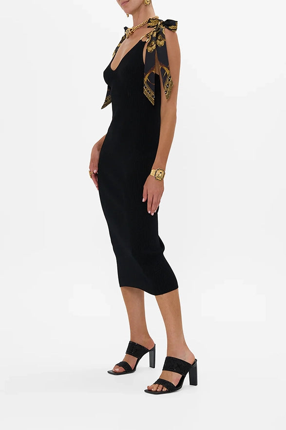 CAMILLA Long Knit Dress With Silk Ties - Medium -SALE