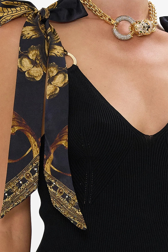 CAMILLA Long Knit Dress With Silk Ties - Medium -SALE