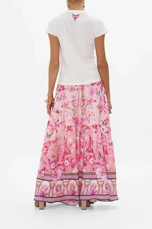 CAMILLA Slim Fit Round Neck T-Shirt - White/ Pink -SALE