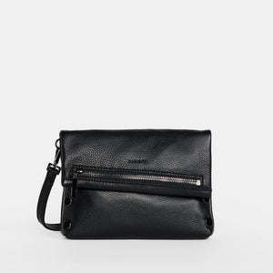 Hammitt Small Leather Crossbody Clutch VIP SML Black/Gunmetal