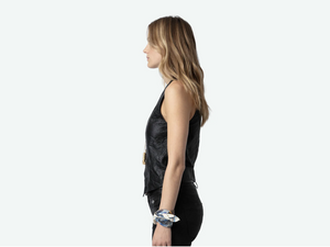 Black Emilie Crinkled Leather Vest