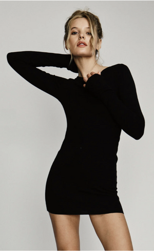 LONG SLEEVE CREWNECK MINI DRESS BLACK