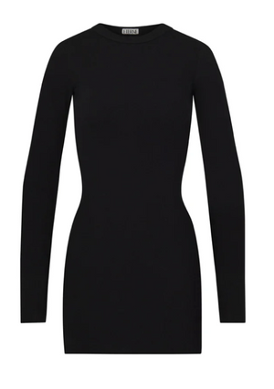 LONG SLEEVE CREWNECK MINI DRESS BLACK