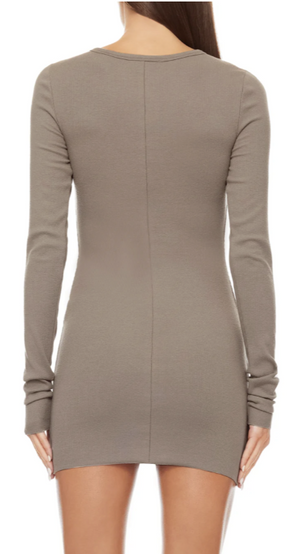 LONG SLEEVE CREWNECK MINI DRESS CLAY