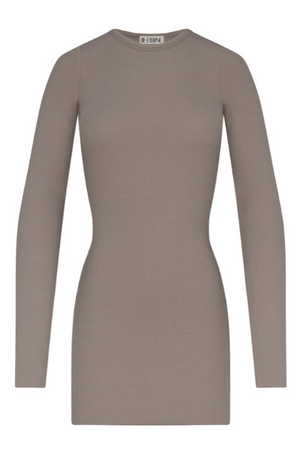 LONG SLEEVE CREWNECK MINI DRESS CLAY