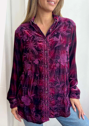JOHNNY WAS Oversized Velvet Top Torine - Small -SALE